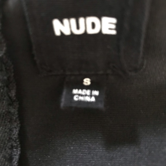 Bodysuit in Black with Gold Metal Tie Up Front. - Picture 6 of 7